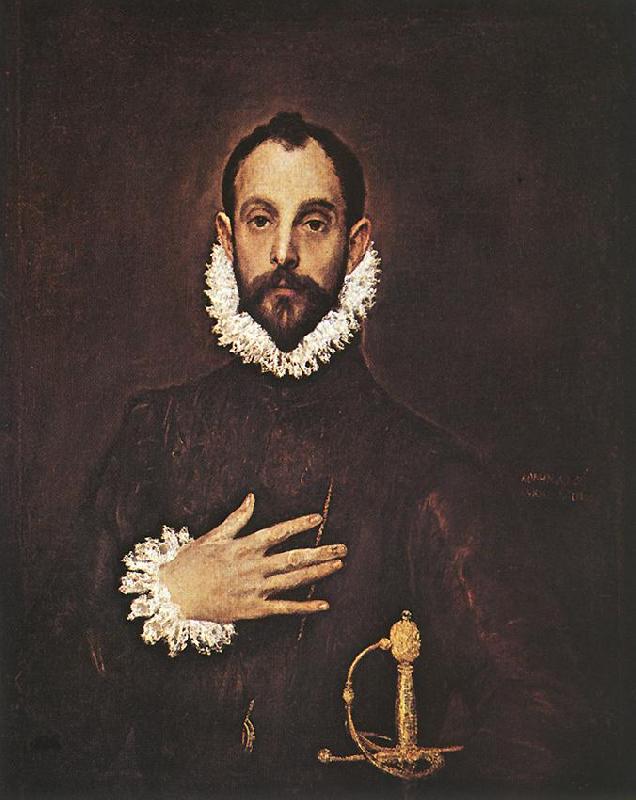 GRECO, El The Knight with His Hand on His Breast sdg oil painting image